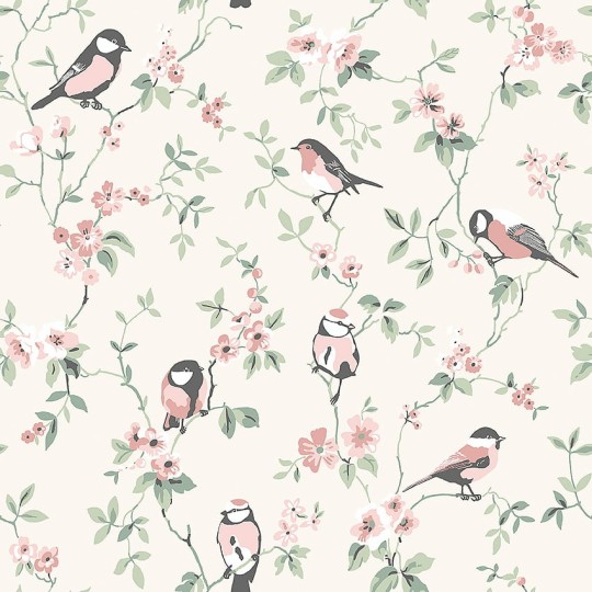 Boras Tapeter 7682 Falsterbo III Falsterbo Birds Beige - tapeta w ptaki na gałązkach
