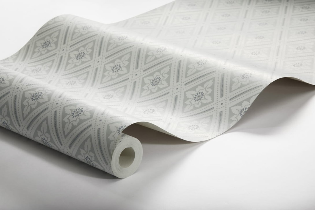 Boras Tapeter 7658 Falsterbo III Ester Gray - tapeta geometryczna w roślinne medaliony