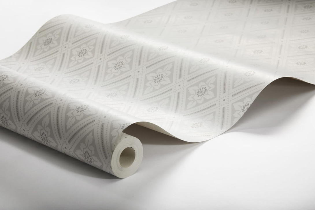 Boras Tapeter 7659 Falsterbo III Ester Gray - tapeta geometryczna w roślinne medaliony