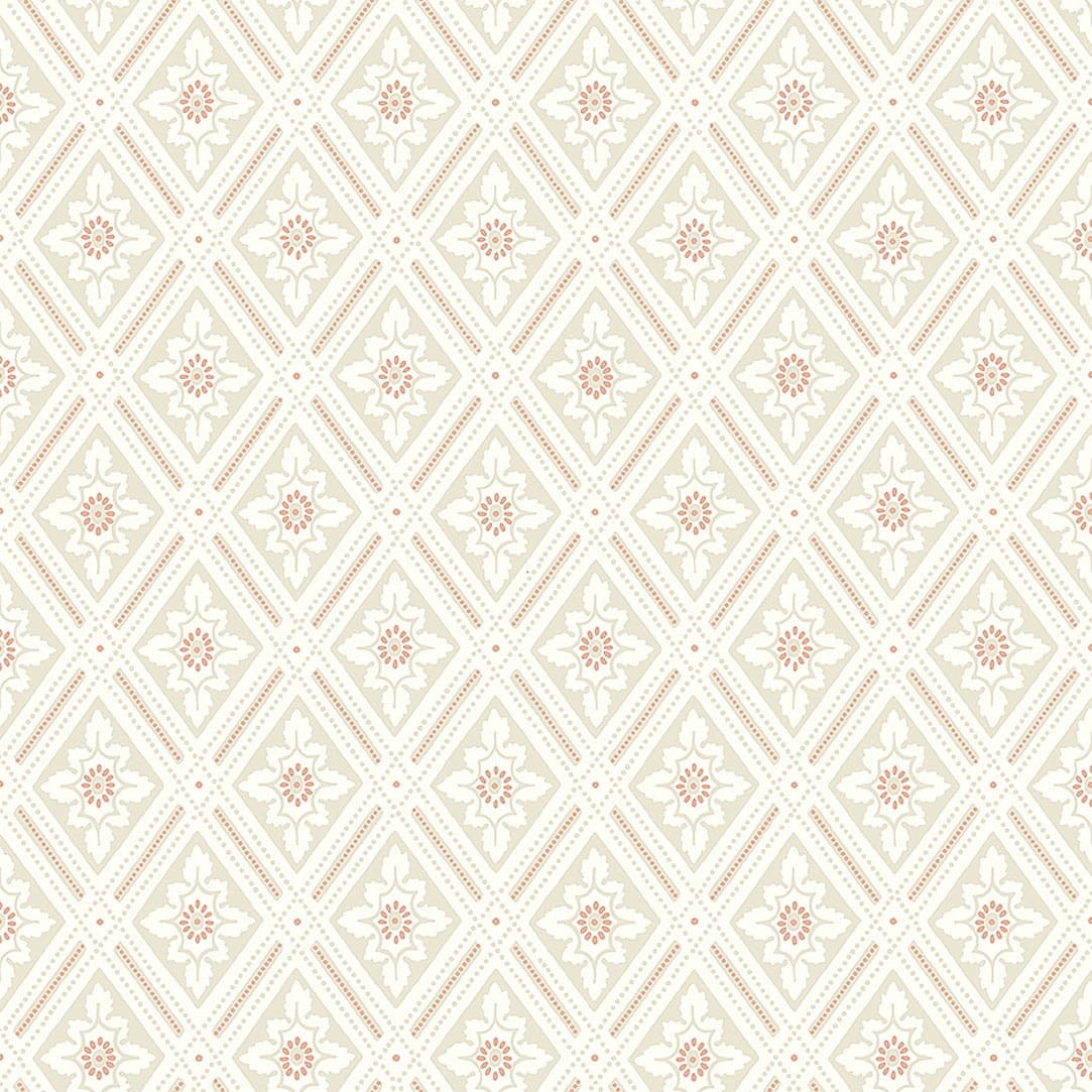 Boras Tapeter 7660 Falsterbo III Ester Beige - tapeta geometryczna w roślinne medaliony