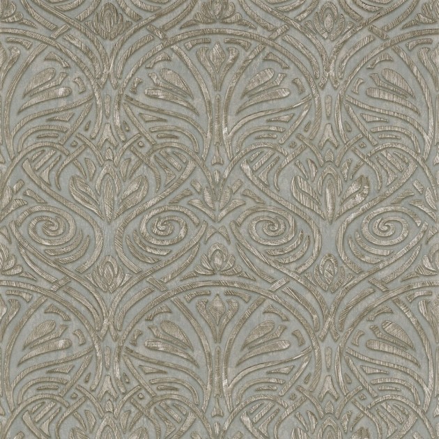 Casamance 74410222 Mansour Rabat Vert d'eau - tapeta w roślinne ornamenty