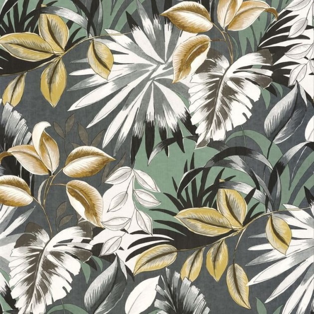 Casamance 74260252 Rio Madeira Floresta Vert de gris - tapeta w egzotyczne liście