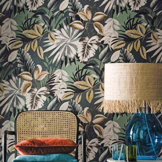 Casamance 74260252 Rio Madeira Floresta Vert de gris - tapeta w egzotyczne liście