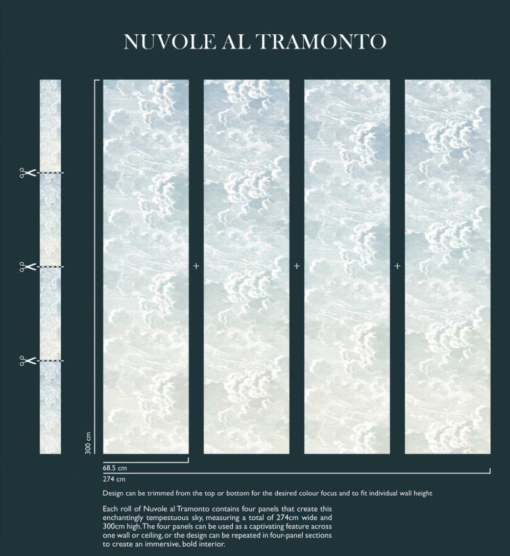 Tapeta Cole & Son Fornasetti 114/3006 Nuvole al Tramonto - panel