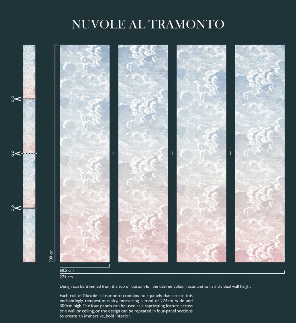 Tapeta Cole & Son Fornasetti 114/3007 Nuvole al Tramonto - panel