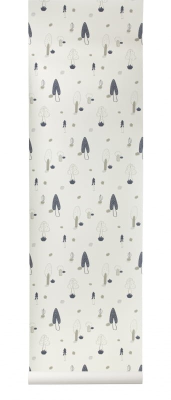 Tapeta Ferm LIVING - Forest Wallpaper - Blue 525 Las