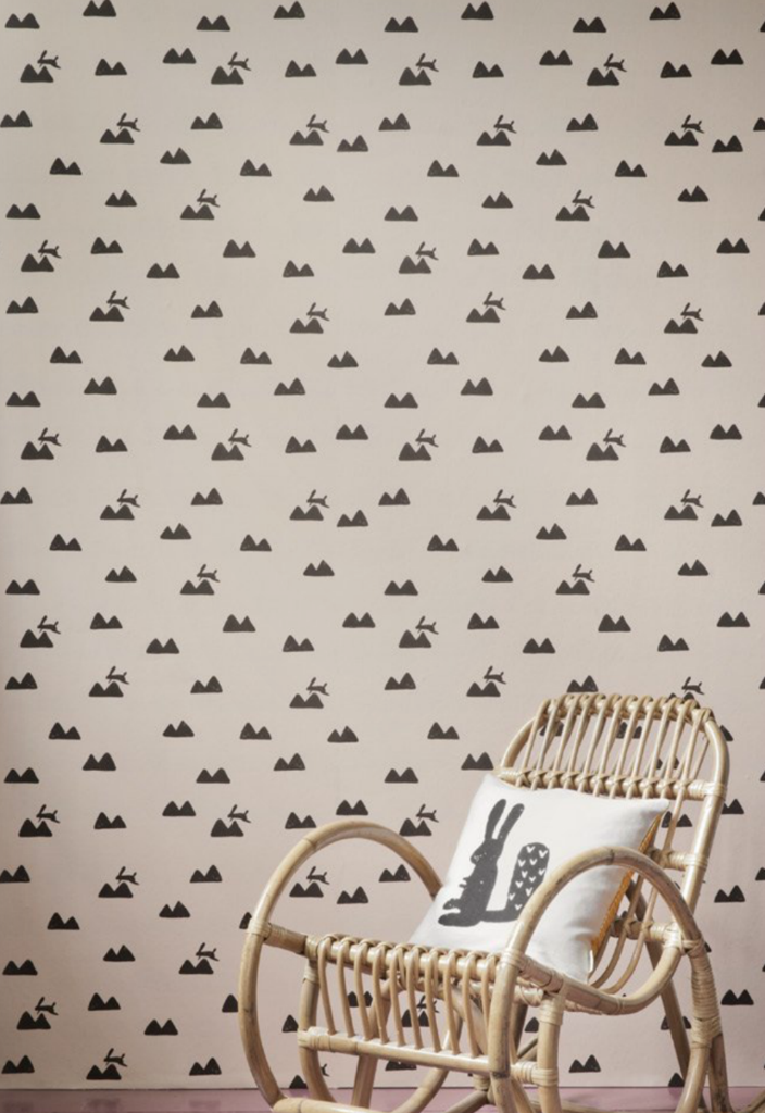 OL / Tapeta Ferm LIVING - Rabbit Wallpaper - Off-White 526 Króliki - 1 ROLKA