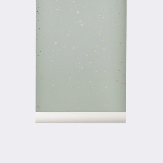 Ferm Living 175 Confetti Mint - tapeta z drobinkami złota