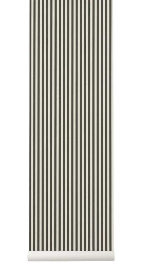 Tapeta Ferm LIVING - Thin Lines Wallpaper - Green/Off White 534