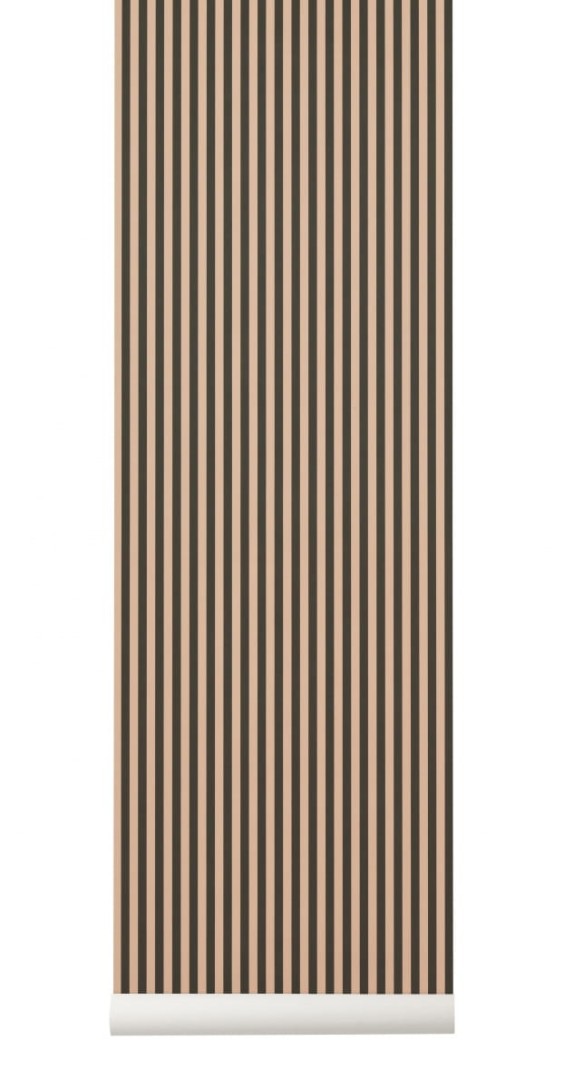 Tapeta Ferm LIVING - Thin Lines Wallpaper - Green/Rose 535