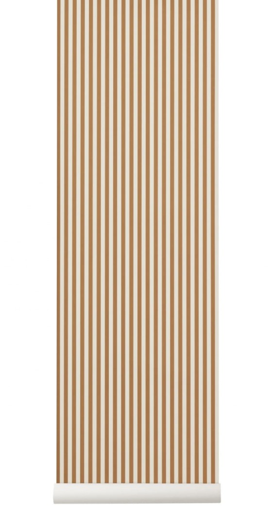 Tapeta Ferm LIVING - Thin Lines Wallpaper - Mustard/Off White 536