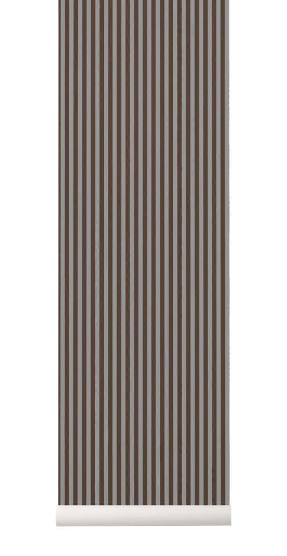 Tapeta Ferm LIVING - Thin Lines Wallpaper - Bordeaux/Grey 537