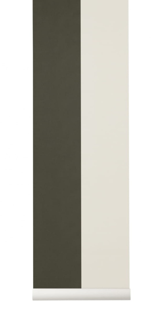 Tapeta Ferm LIVING - Thick Lines Wallpaper - Green/Off White 542