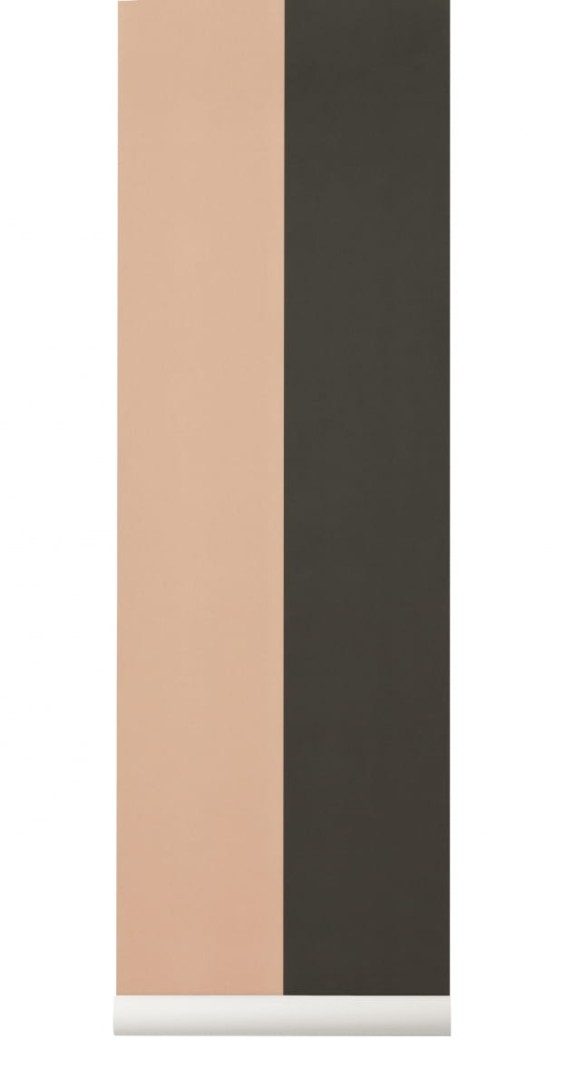 Tapeta Ferm LIVING - Thick Lines Wallpaper - Green/Rose 543