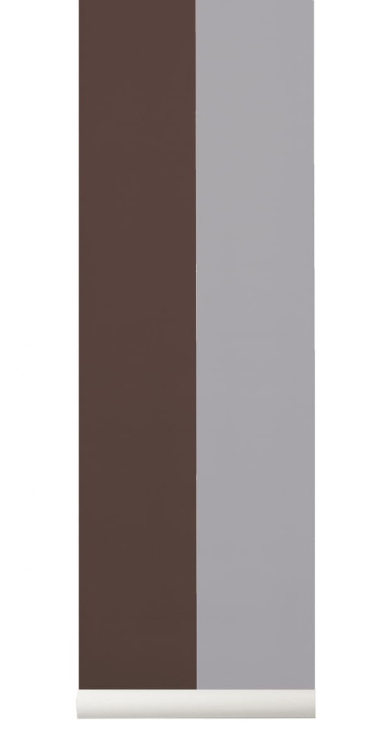 Tapeta Ferm LIVING - Thick Lines Wallpaper - Bordeaux/Grey 545