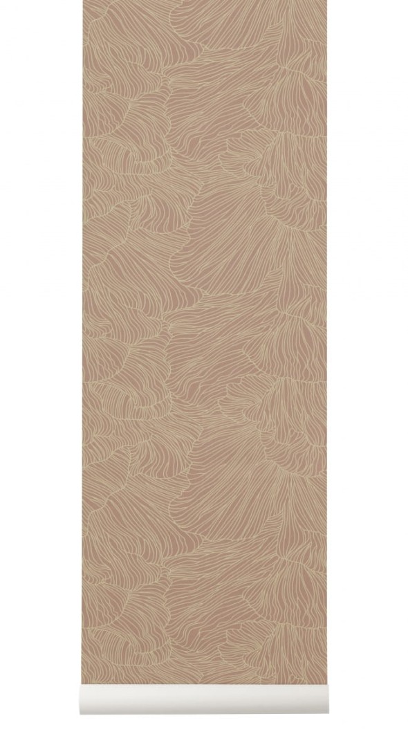 Tapeta Ferm LIVING - Coral Wallpaper - Dusty Rose/Beige 538