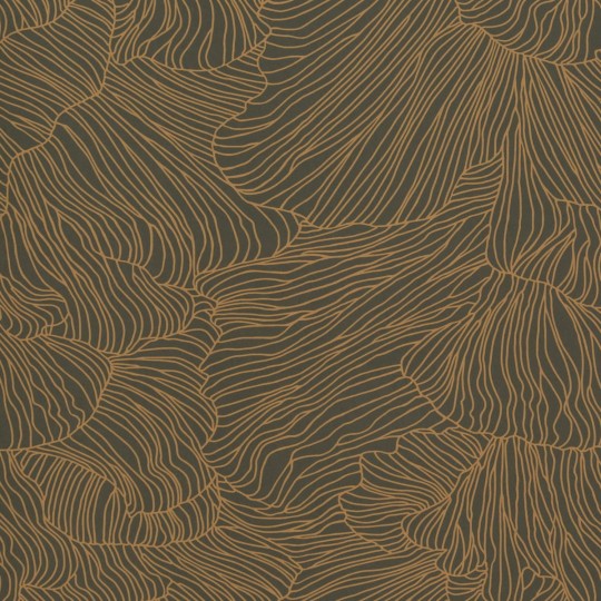 Tapeta Ferm LIVING - Coral Wallpaper - Dark Green/Gold 541