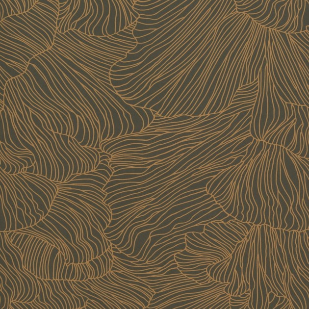 Tapeta Ferm LIVING - Coral Wallpaper - Dark Green/Gold 541