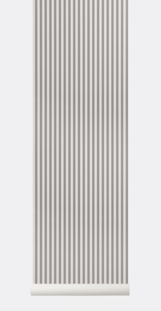 Tapeta Ferm LIVING - Thin Lines Wallpaper - Grey/Off White 180