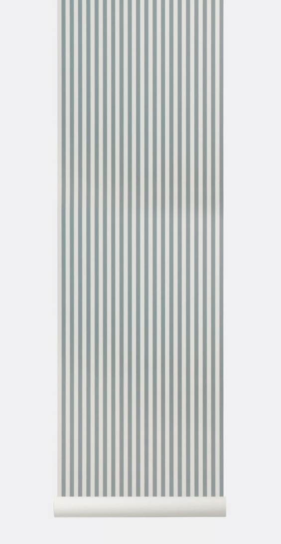 Tapeta Ferm LIVING - Thin Lines Wallpaper -DustyBlue/OffWhite 184