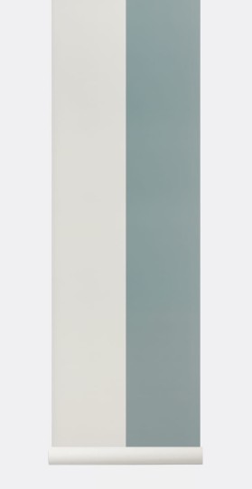 Tapeta Ferm LIVING - Thick Lines Wallpaper-DustyBlue/OffWhite 185