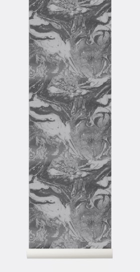 Tapeta Ferm LIVING - Marbling Wallpaper - Charcoal 186