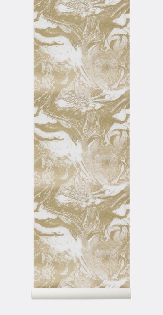 Tapeta Ferm LIVING - Marbling Wallpaper - Gold 188