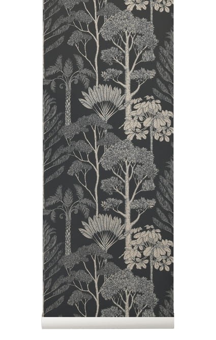 Ferm Living 100237676 Katie Scott Trees Petrol - tapeta drzewa