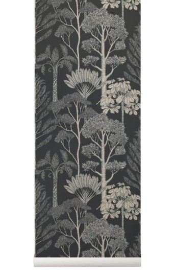 Ferm Living 100237676 Katie Scott Trees Petrol - tapeta drzewa