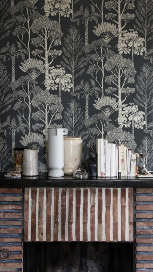 Ferm Living 100237676 Katie Scott Trees Petrol - tapeta drzewa