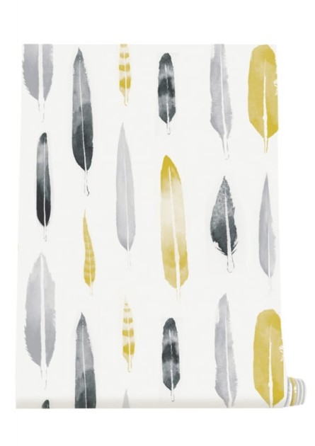 Tapeta Mini Moderns Feathers AZDPT024MU Mustard