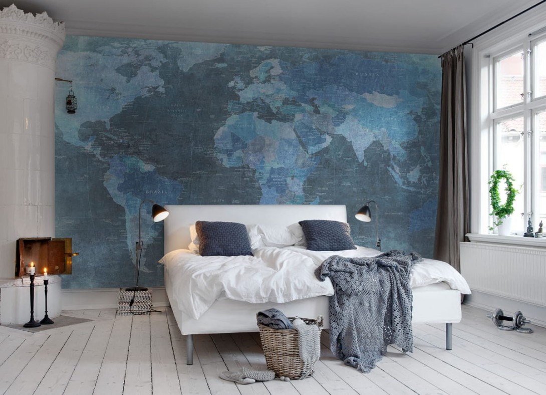 Rebel Walls R10773 Best Of World Map Blue - mural mapa