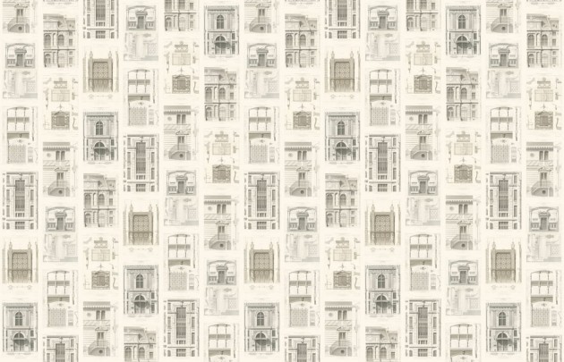 Rebel Walls R12731 Frontage Architect Vintage - mural w paryskie kamienice