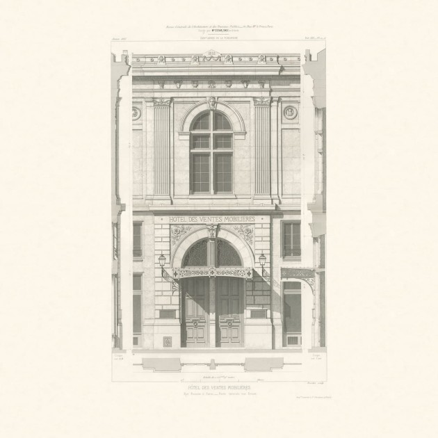 Rebel Walls R12761 Frontage Hotel Des Ventes Vintage - mural w paryską kamienicę