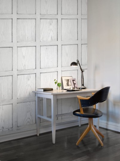 Rebel Walls R12882 Frontage Panel White - mural imitujący drewniany panel