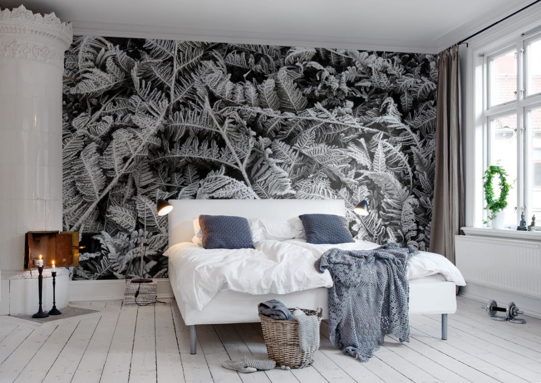 Rebel Walls R12941 Greenhouse Frost Leaf - mural w oszronione liście