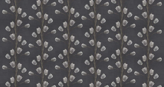 Rebel Walls R13061 Greenhouse La Vie En Tulipe Black - mural w tulipany