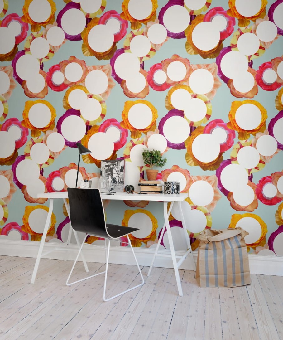 Rebel Walls R13101 Greenhouse Flower Dot - mural w kwiaty i koła