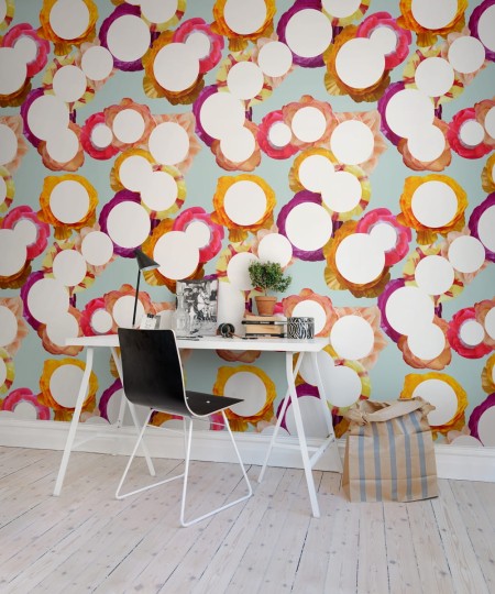 Rebel Walls R13101 Greenhouse Flower Dot - mural w kwiaty i koła