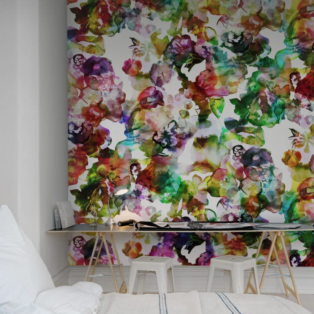 Rebel Walls R13121 Greenhouse Lily Pond Rainbow - mural w kwiaty