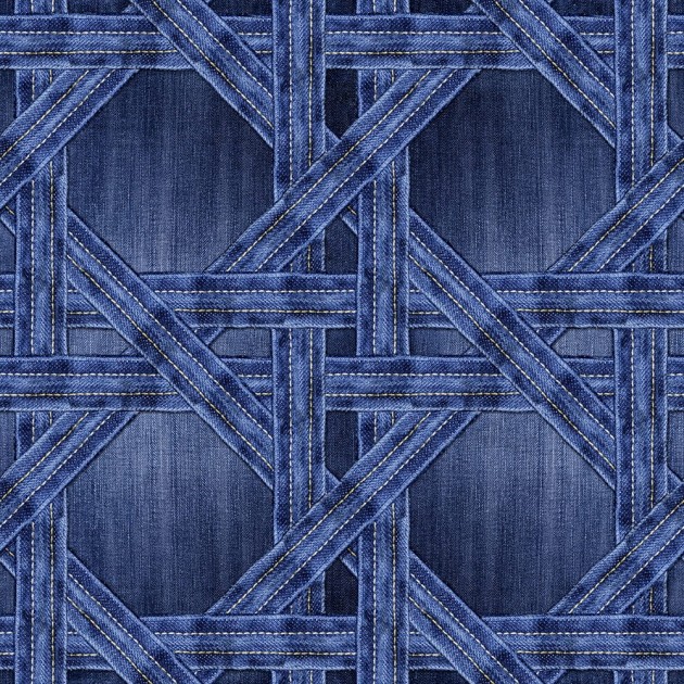 Rebel Walls R13561 Spectrum Denim Trellis - mural w jeansową kratkę