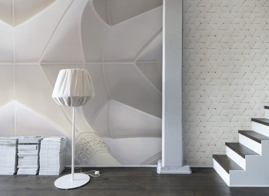 Rebel Walls R13932 Passion Birch Bark Braids White - mural w plecione drewno