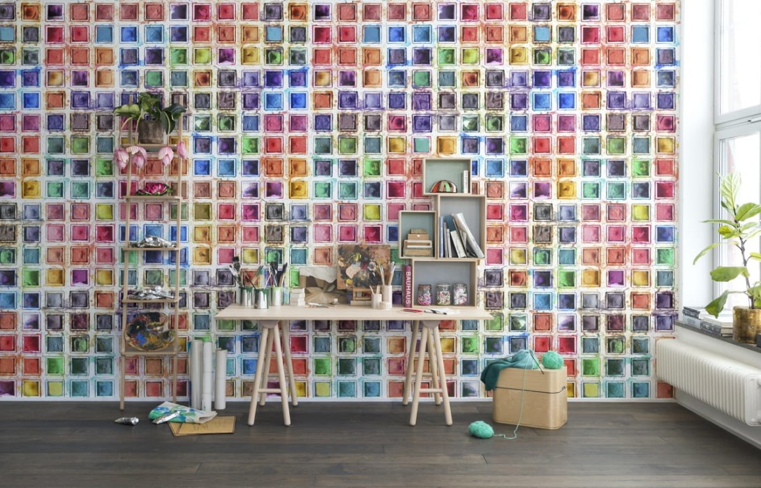 Rebel Walls R13961 Passion Rainbow Palette - mural w kolorowe kwadraty