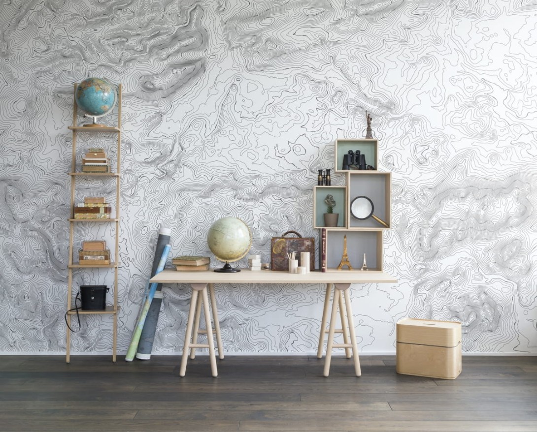 Rebel Walls R14071 Passion Elevation Lines White - mural w poziomice