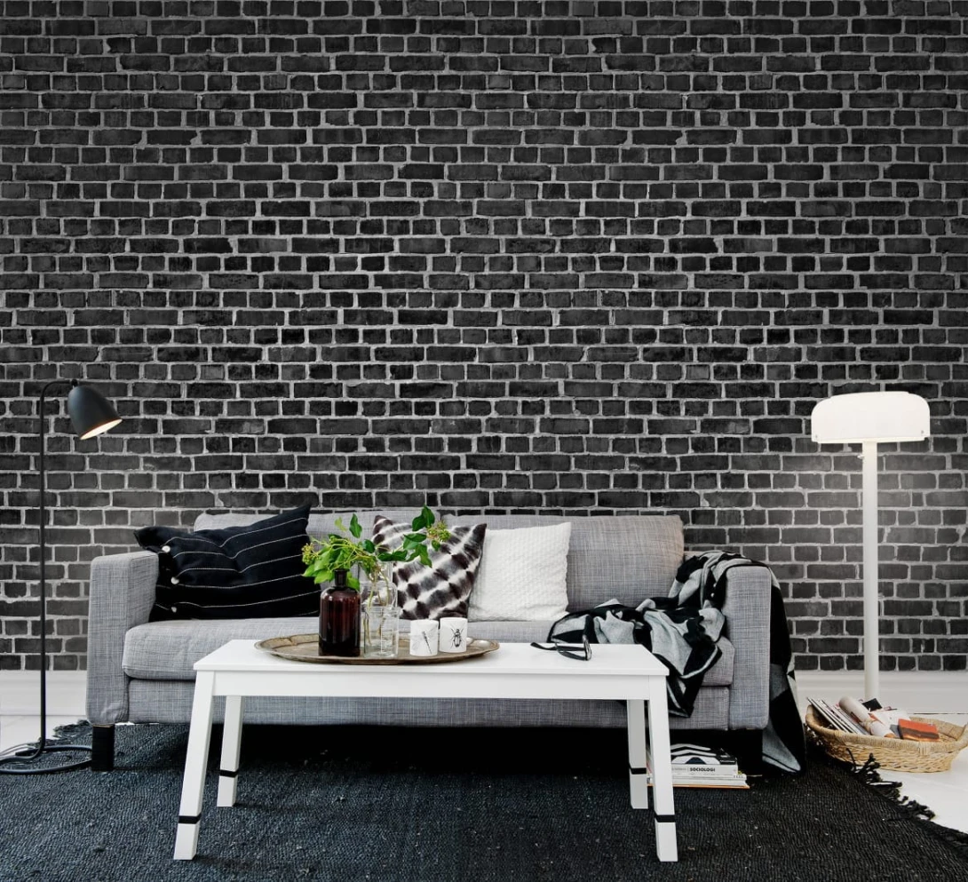 Fototapeta Rebel Walls Brick Wall, black R10962