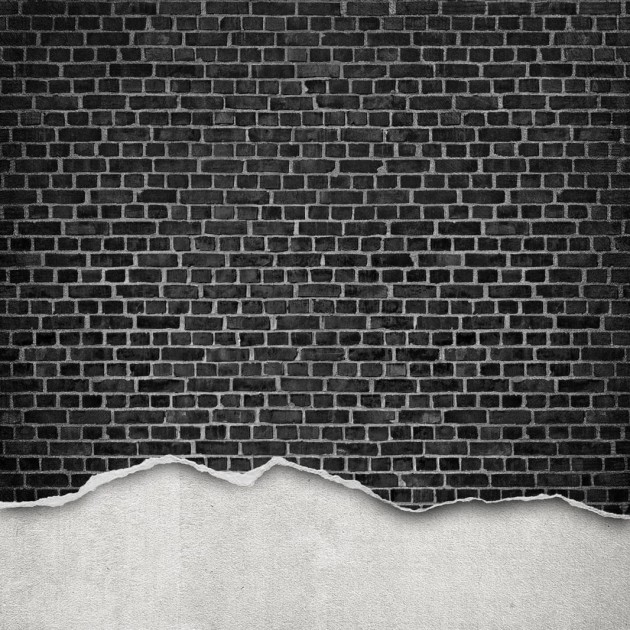 Fototapeta Rebel Walls Well-Worn Brick Wall, black R12222