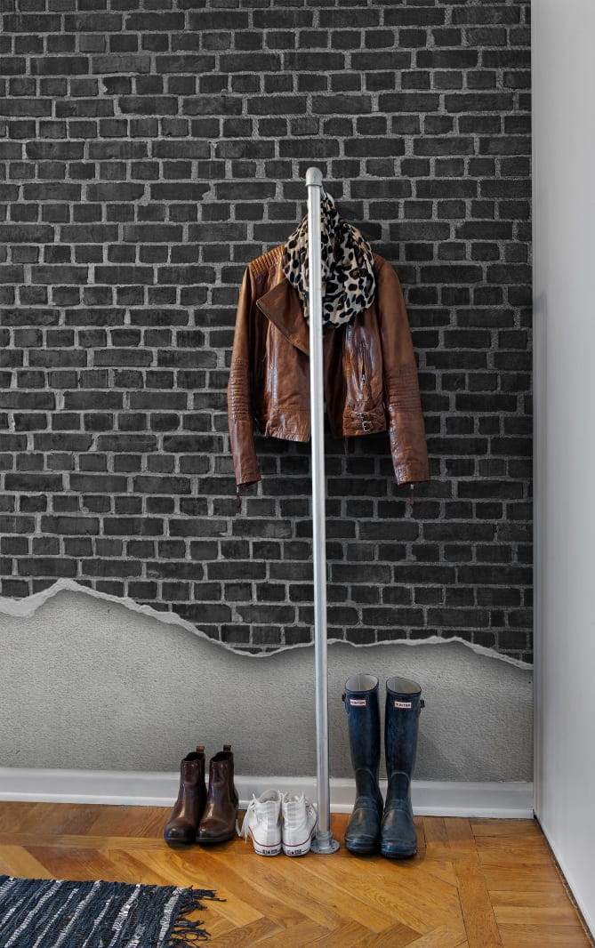 Fototapeta Rebel Walls Well-Worn Brick Wall, black R12222