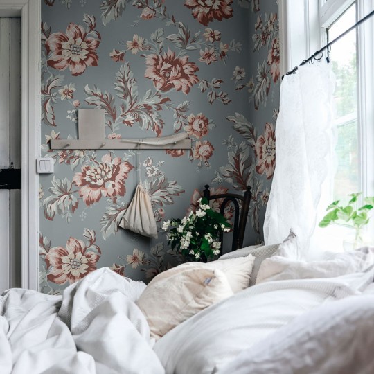 Sandberg 649-26 Ett Hem Kajsa Sky Blue - mural w kwiaty