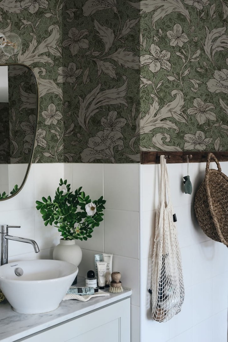 Sandberg 650-68 Ett Hem Mattias Forest Green - mural botaniczny