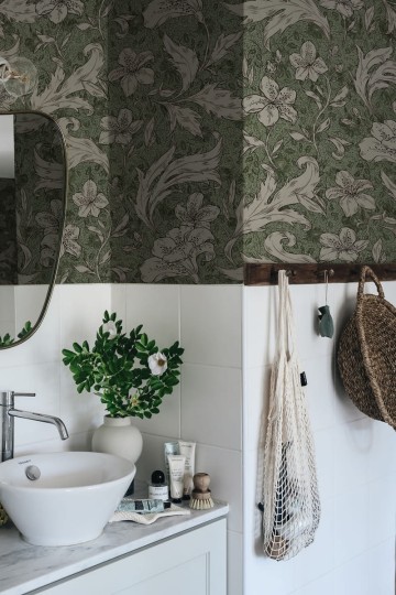Sandberg 650-68 Ett Hem Mattias Forest Green - mural botaniczny